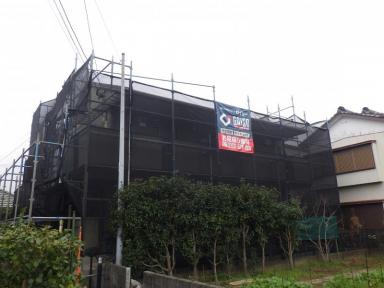 昭和町で大和ハウスのアパート塗替え工事が始まりました！！